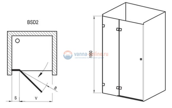 Душевая дверь в нишу Ravak Brilliant BSD2-80 B-L/R, хром/транспарент