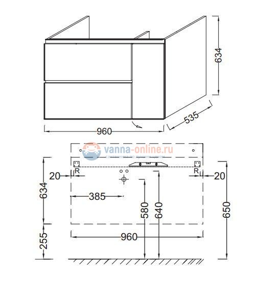 Тумба под раковину Jacob Delafon Soprano 100 EB1331-N08-E10, цвет - квебекский дуб/матовый базальт, 96*53,5 см Тумба под раковину Jacob Delafon Soprano 100 EB1331-N08-E10, цвет - квебекский дуб/матовый базальт, 96*53,5 см