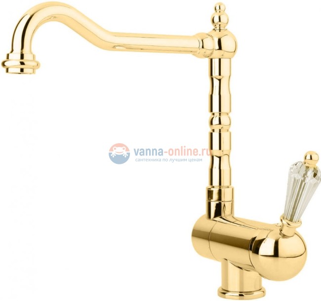 Смеситель Cezares VINTAGE-LLPM2-03-Sw для кухни, золото, ручки Swarovski
