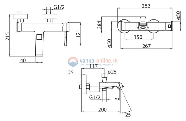 Смеситель для ванны и душа BelBagno Mille MIL-VASM-CRM Смеситель для ванны и душа BelBagno Mille MIL-VASM-CRM