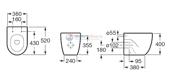 Приставной унитаз Roca Meridian-N 347247000 Приставной унитаз Roca Meridian-N 347247000