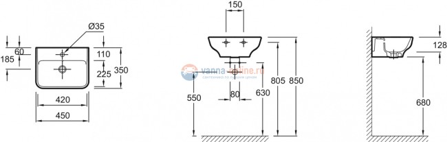 Раковина Jacob Delafon Struktura EGH112-00, 45 x 35 см