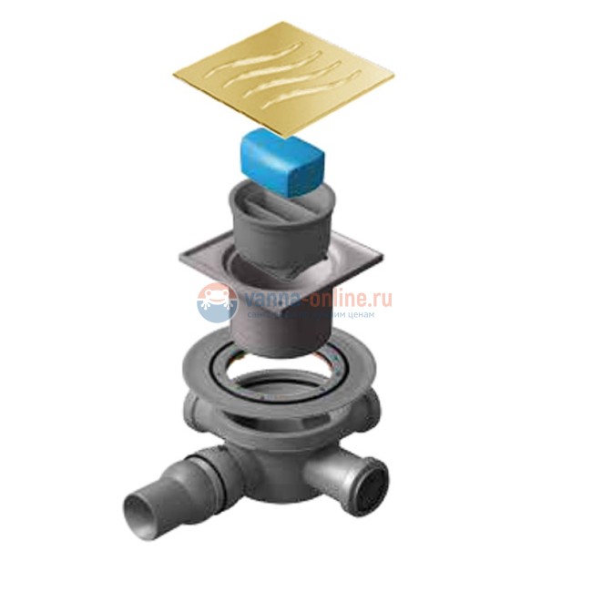 Трап водосток Pestan Confluo Standard Dry 3 Gold 100 х 100 мм без рамки 13000130, цвет - золото Трап водосток Pestan Confluo Standard Dry 3 Gold 100 х 100 мм без рамки 13000130, цвет - золото