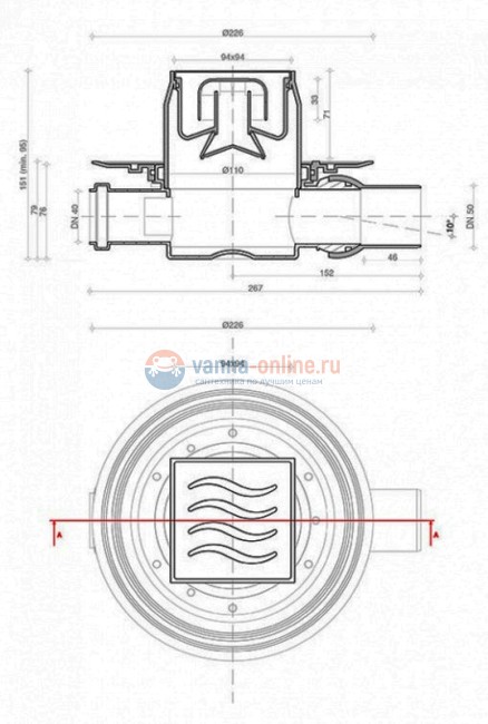 Трап водосток Pestan Confluo Standard Dry 3 Gold 100 х 100 мм без рамки 13000130, цвет - золото Трап водосток Pestan Confluo Standard Dry 3 Gold 100 х 100 мм без рамки 13000130, цвет - золото