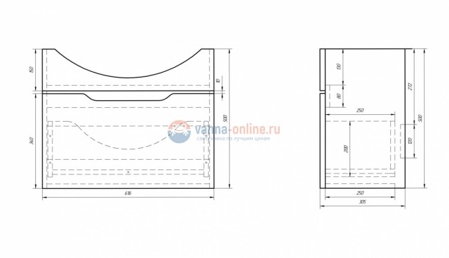 Тумба с раковиной Dreja Laguna 65, белый лак