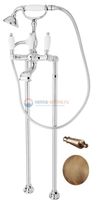 Смеситель Cezares FIRST-VDP-02-M для ванны и душа, напольный, бронза, ручки металл
