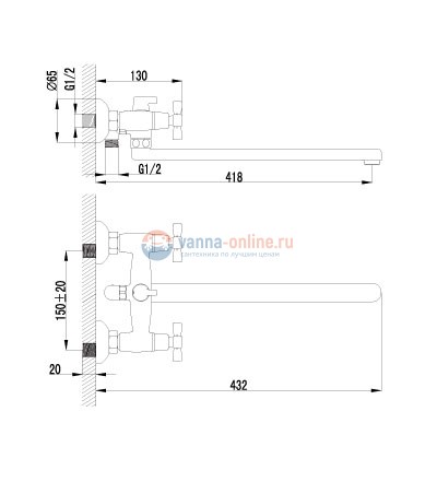 Смеситель Lemark Benefit LM2512C (2512) для ванны и душа