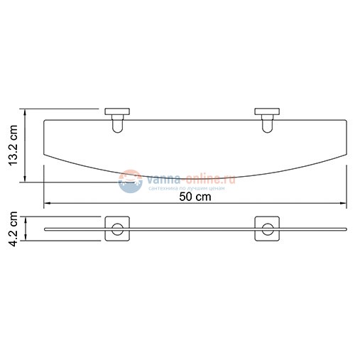 Полка стеклянная WasserKRAFT Lippe 6524 Полка стеклянная WasserKRAFT Lippe 6524