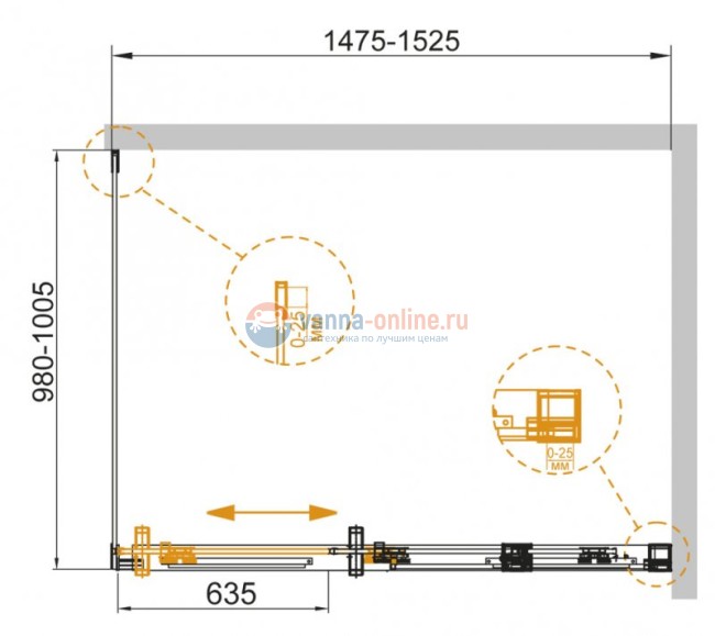 Душевая дверь Cezares Duet Soft-BF-1-150-C-Cr 150x195 см с доводчиком Душевая дверь Cezares Duet Soft-BF-1-150-C-Cr 150x195 см с доводчиком