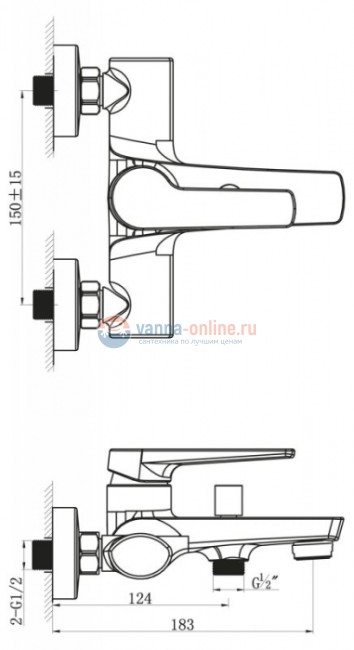 Смеситель для ванны и душа BelBagno Carin CAR-VASM-CRM Смеситель для ванны и душа BelBagno Carin CAR-VASM-CRM