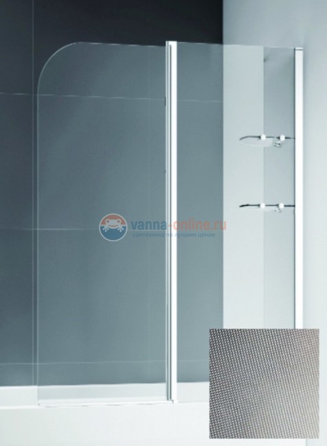 Шторка на ванну Cezares Eco-O-V-12-120/140-P-Cr, 120 x 140 см стекло текстурное Punto, хром