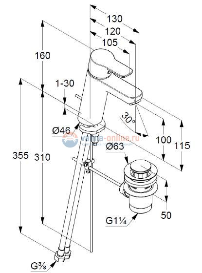 Смеситель для раковины Kludi Pure&Easy 371900565 Смеситель для раковины Kludi Pure&Easy 371900565