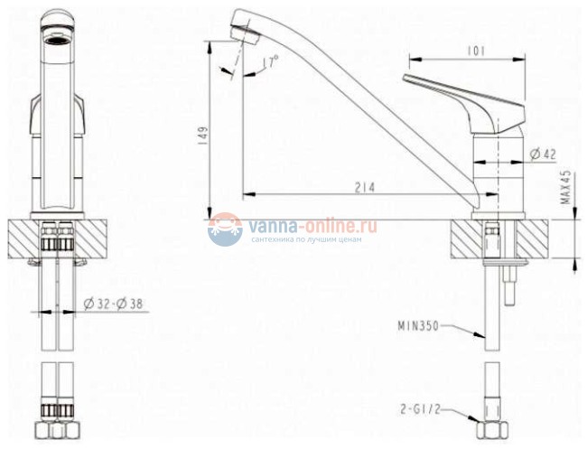 Смеситель Bravat Drop-D F748162C-1 для кухонной мойки