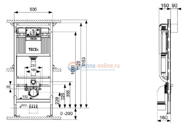 Инсталляция TECE TECEprofil 9300075 для унтаза