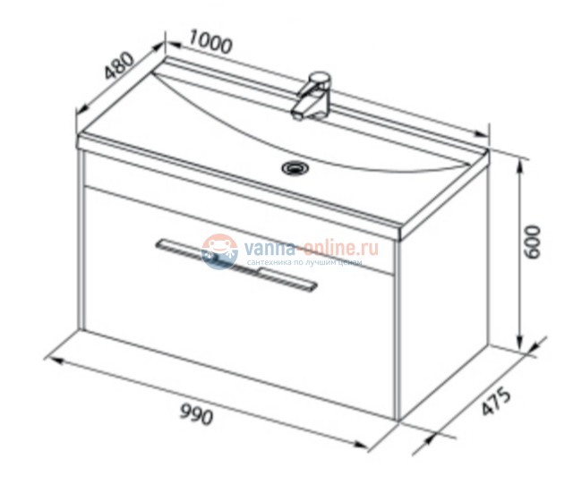 Раковина Aquanet Нота New 00204096, 100 смРаковина Aquanet Нота New 00204096, 100 см
