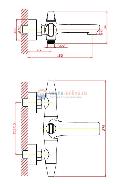 Смеситель Orange Lotos M32-100cr для ванны и душа, хром Смеситель Orange Lotos M32-100cr для ванны и душа, хром
