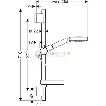 Душевой гарнитур Hansgrohe Raindance S 100 AIR 3Jet/Unica'S Puro 27882000, 65 см Душевой гарнитур Hansgrohe Raindance S 100 AIR 3Jet/Unica'S Puro 27882000, 65 см