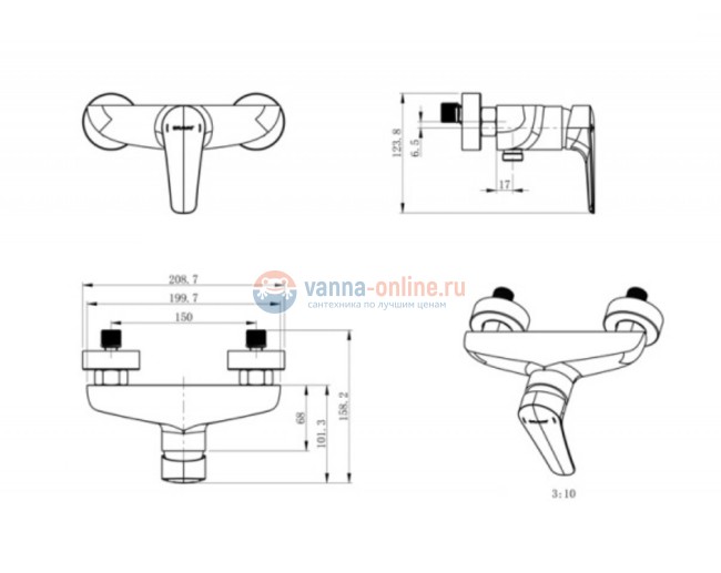 Смеситель Bravat Arden F9351385CP-01-RUS для душа, хром Смеситель Bravat Arden F9351385CP-01-RUS для душа, хром