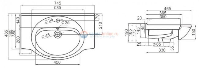 Тумба с раковиной Orange Классик 75 см, напольная, орех
