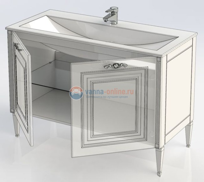 Тумба под раковину Aquanet Паола 120 00181763, цвет белый патина-серебро Тумба под раковину Aquanet Паола 120 00181763, цвет белый патина-серебро