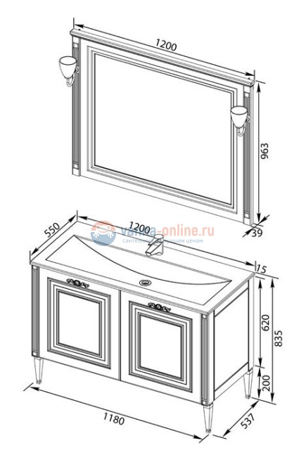 Тумба под раковину Aquanet Паола 120 00181763, цвет белый патина-серебро Тумба под раковину Aquanet Паола 120 00181763, цвет белый патина-серебро