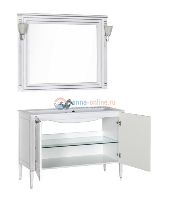 Тумба под раковину Aquanet Паола 120 00181763, цвет белый патина-серебро Тумба под раковину Aquanet Паола 120 00181763, цвет белый патина-серебро