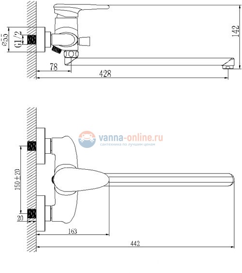 Смеситель Lemark Status LM4451C для ванны и душа