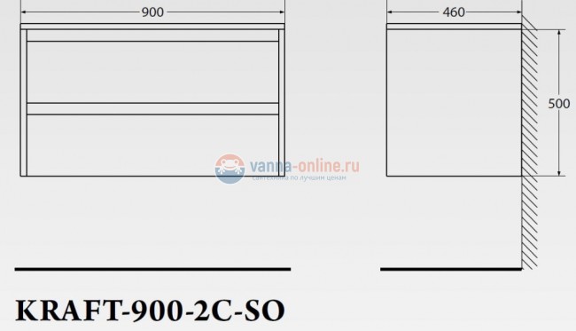 Тумба c раковиной BelBagno Kraft KRAFT-900-2C-SO-RGB, подвесная