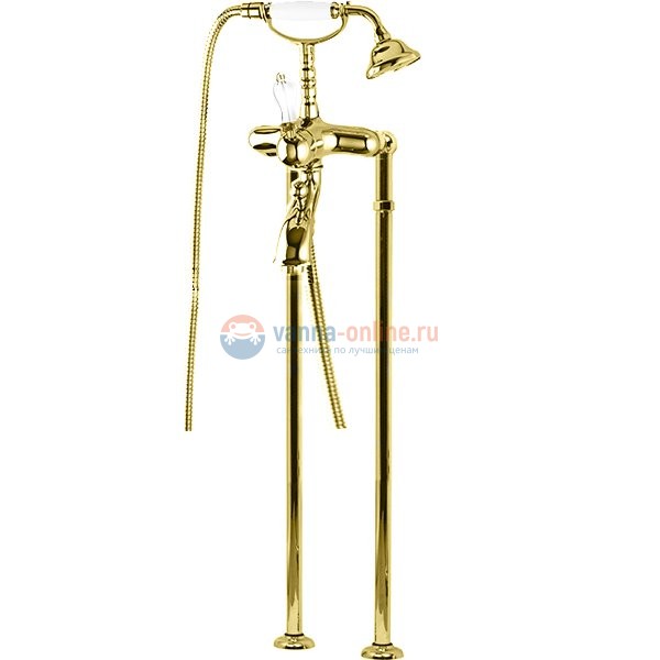 Смеситель Cezares Venezia VENEZIA-VDP-03-Bi напольный с ручным душем для ванны и душа, золото