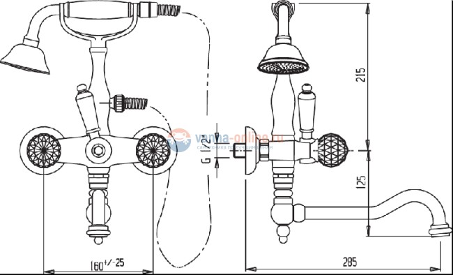 Смеситель Cezares Venezia VENEZIA-VDP-03-Bi напольный с ручным душем для ванны и душа, золото