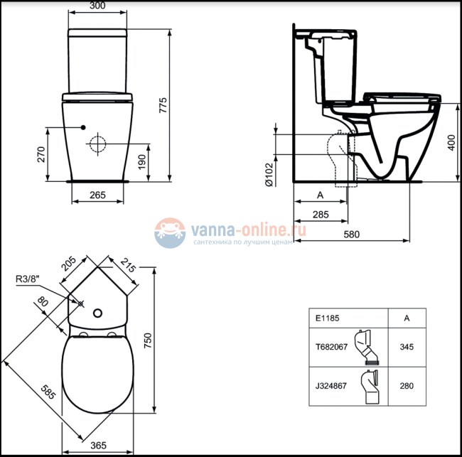 Напольный унитаз угловой Ideal Standard Connect E119501