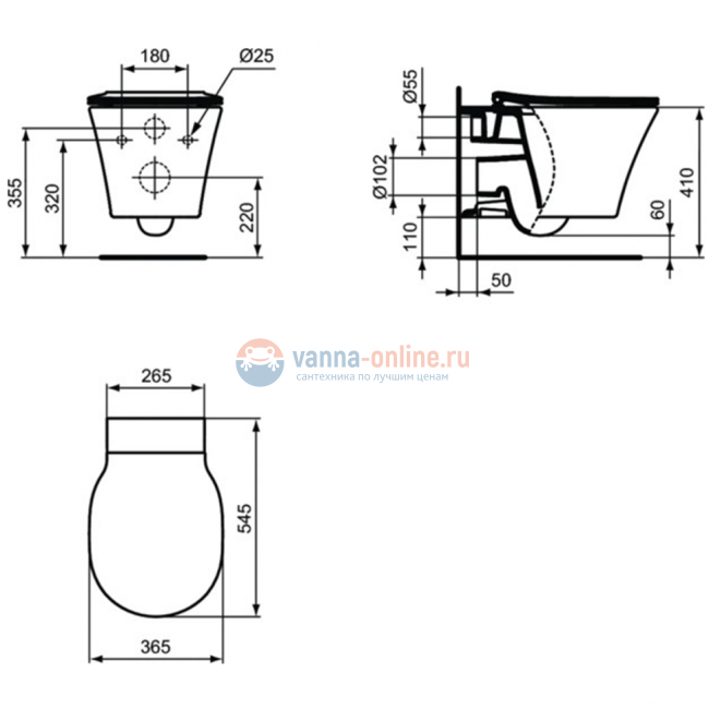 Инсталляция Ideal Standard ProSys R031001 с унитазом Connect Air AquaBlade E005401, сиденье микролифт, клавиша, комплект