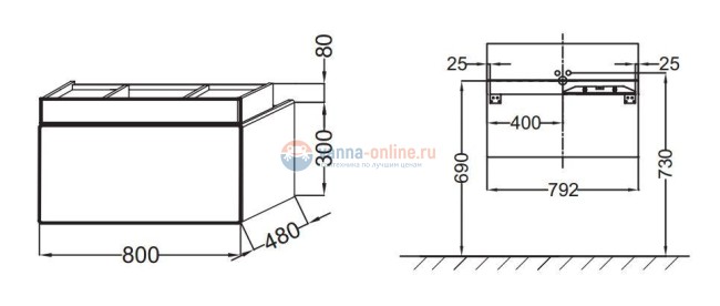 Тумба под раковину Jacob Delafon Terrace 80 EB1186-274, черный лак