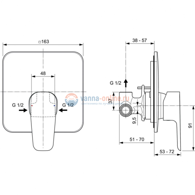 Встраиваемый смеситель для душа Ideal Standard CERAFINE MODEL D A7188AA Встраиваемый смеситель для душа Ideal Standard CERAFINE MODEL D A7188AA
