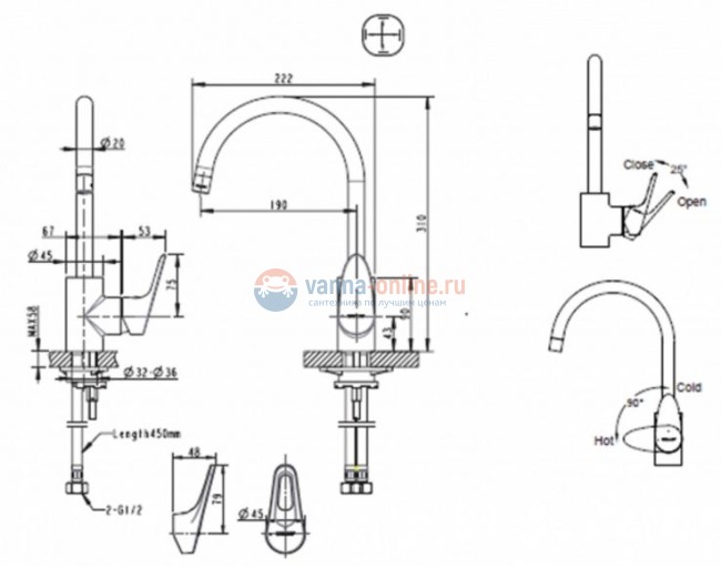 Смеситель Bravat Drop-D F748162C-2 для кухонной мойки