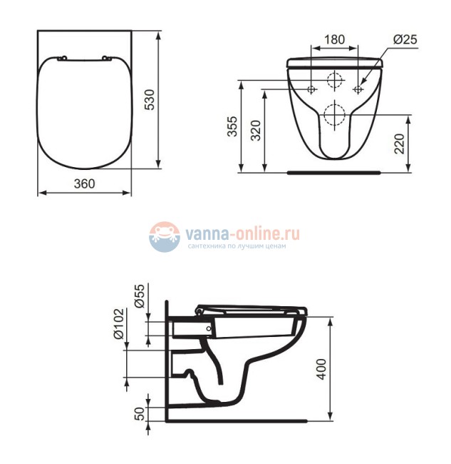Промо-комплект 2 в 1 Ideal Standard с подвесным унитазом T331101 TEMPO с сидением и крышкой с функцией плавного закрытия T679401 TEMPO