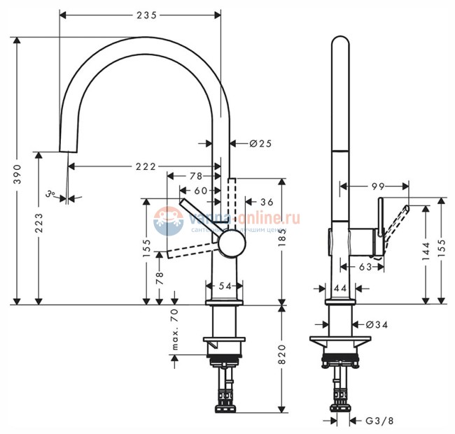 Кухонный смеситель Hansgrohe Talis M54, 72804800, под сталь