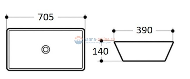 Раковина CeramaLux Серия N 9122 накладная, белый Раковина CeramaLux Серия N 9122 накладная, белый