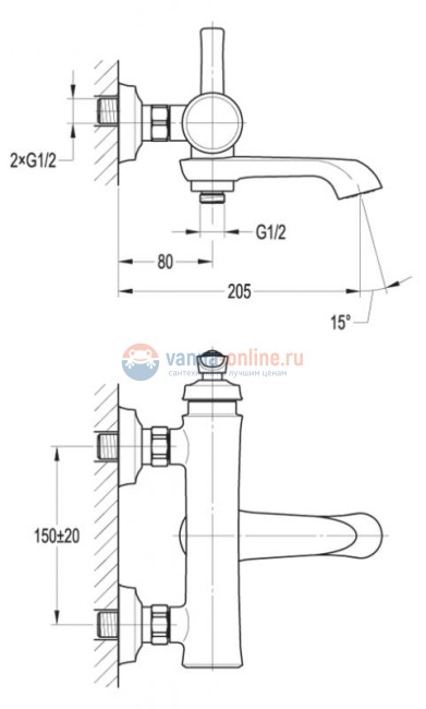 Смеситель Cezares LIBERTY-F-VD-01 для ванны и душа Смеситель Cezares LIBERTY-F-VD-01 для ванны и душа