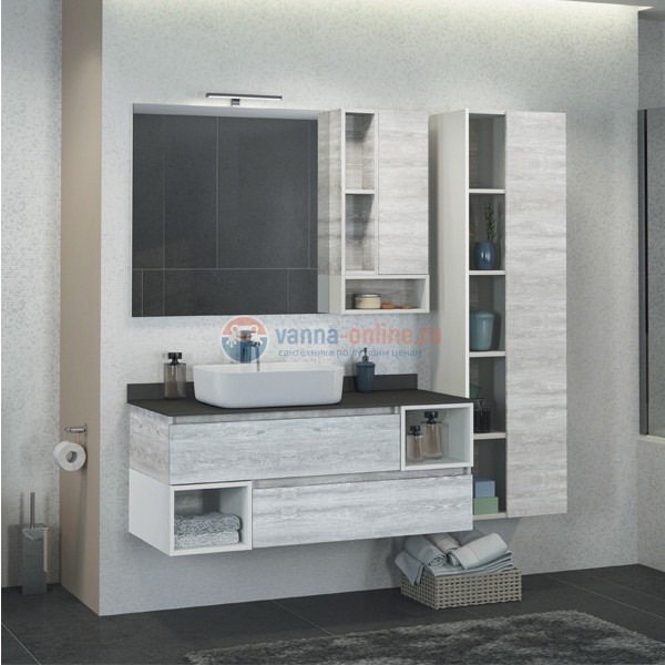 Зеркальный шкаф Comfortу Прага-120, правый, дуб белый