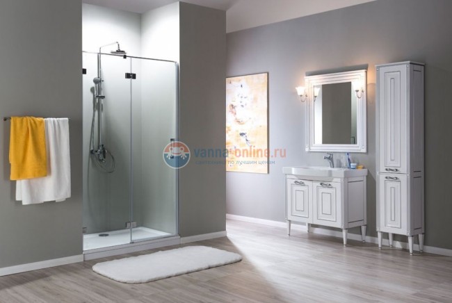 Тумба под раковину Aquanet Паола N 90 00186121, цвет белый патина-серебро