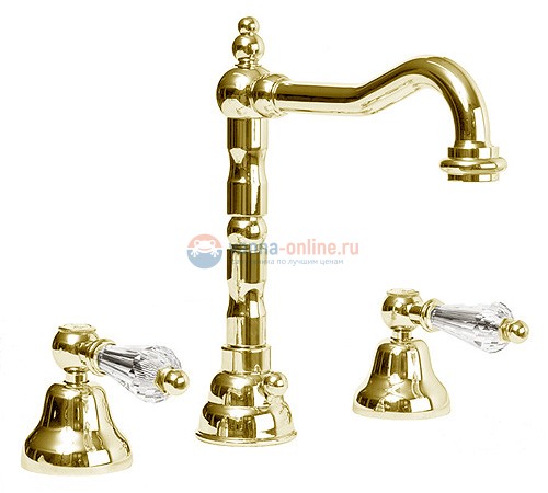 Смеситель Cezares DIAMOND-BLS2-03/24-Sw для раковины, золото, ручки Swarovski