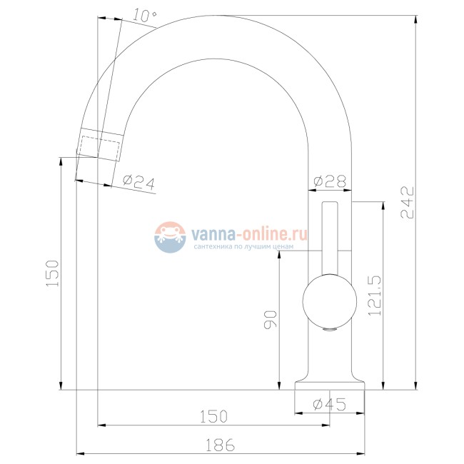 Смеситель Rossinka X25-24U для кухонной мойки и раковины Смеситель Rossinka X25-24U для кухонной мойки и раковины