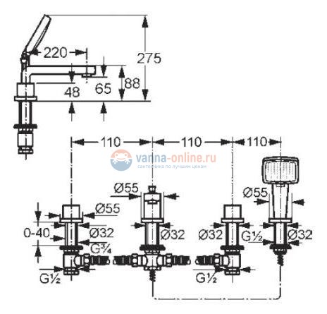 Смеситель Kludi Q-BEO 504240542 для ванны