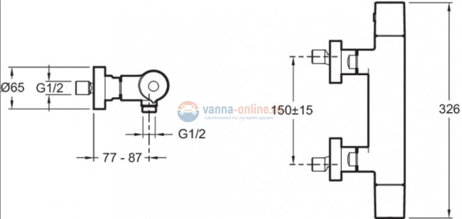 Смеситель Jacob Delafon Avid E97384-CP для душа термостатический Смеситель Jacob Delafon Avid E97384-CP для душа термостатический