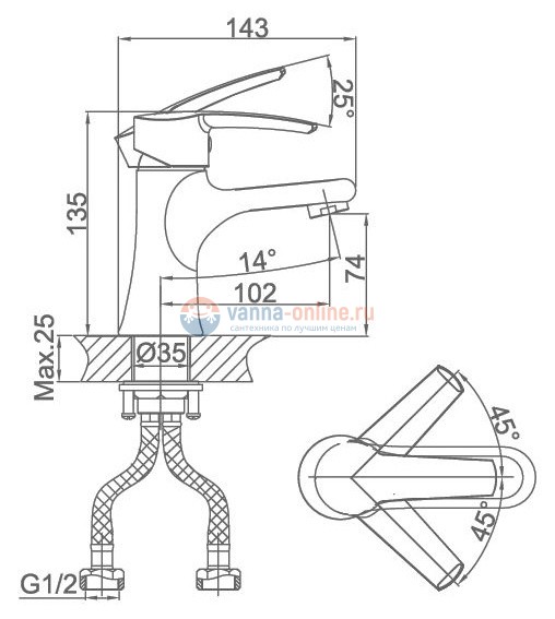 Смеситель D&K Valerius Rhein DA1362141 для раковины Смеситель D&K Valerius Rhein DA1362141 для раковины