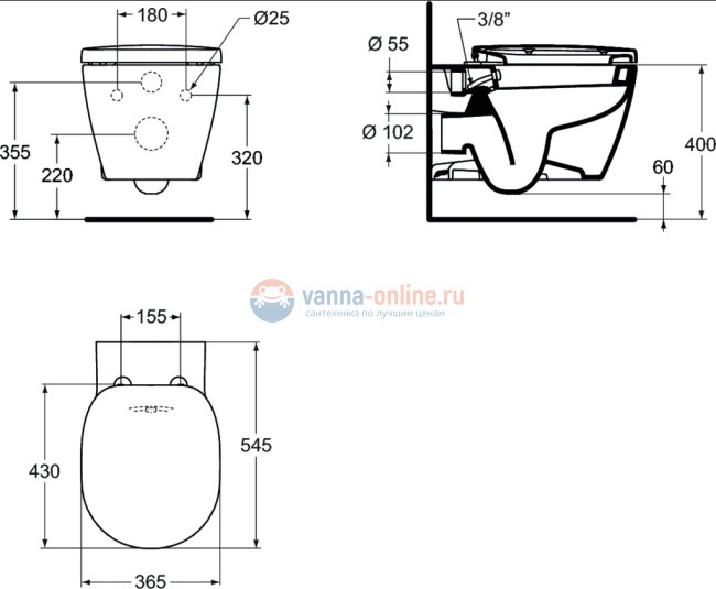 Подвесной унитаз с функцией биде Ideal Standard CONNECT E781901 Подвесной унитаз с функцией биде Ideal Standard CONNECT E781901