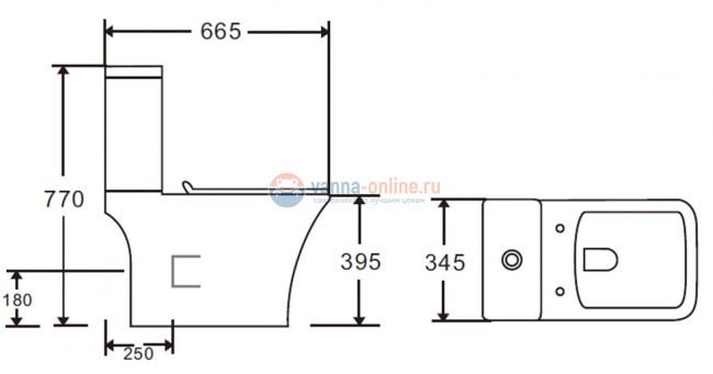 Унитаз-компакт Orange C02-000W безободковый с горизонтальным выпуском