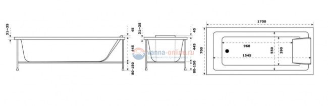 Ванна акриловая Jacob Delafon Sofa E60518RU-00, 170x70 см