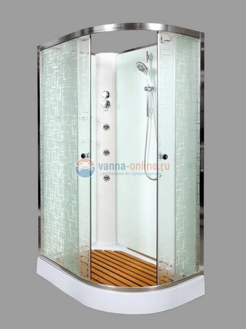 Душевая кабина Deto Em EM1511 L/R N гм 110 x 80 см, без крыши, с гидромассажем